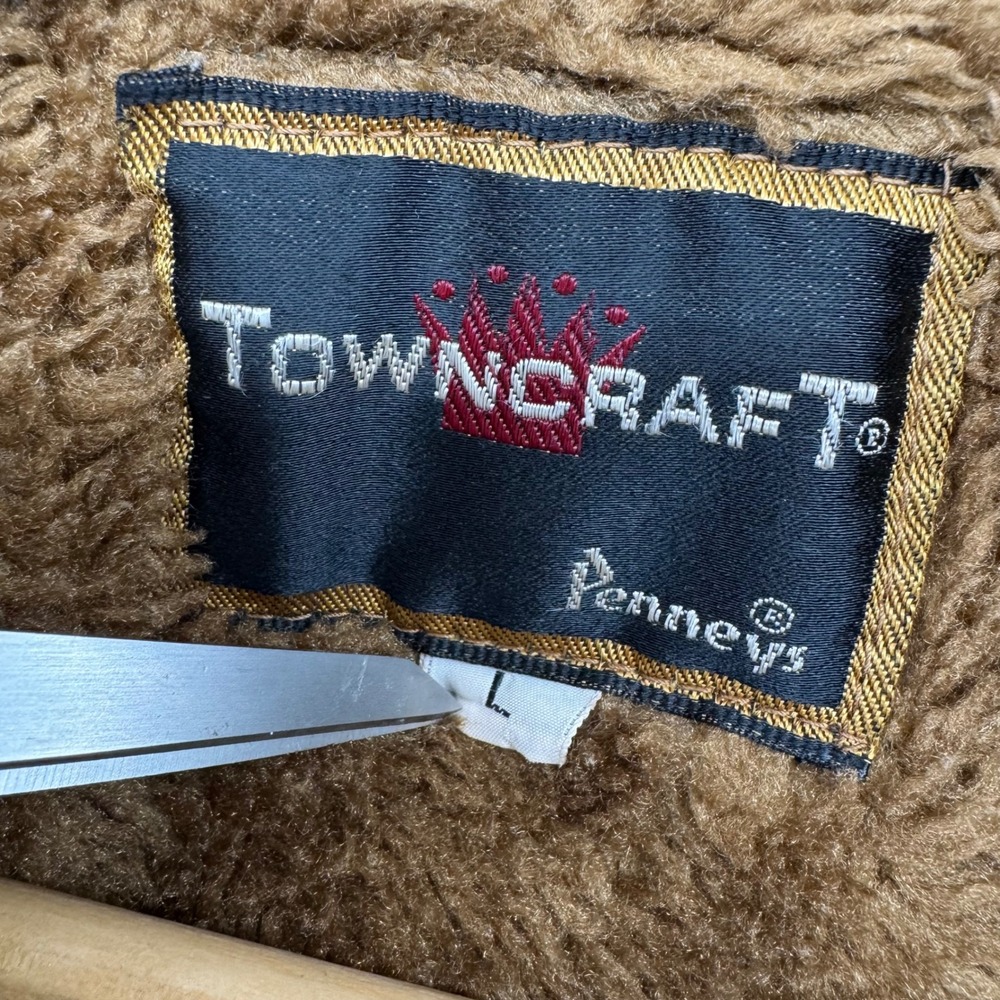 Towncraft Corduroy Jacket Mens L Brown Faux Shearling Lined Vintage Penneys - Picture 3 of 12